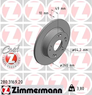 Più Venduto ZIMMERMANN 280.3169.20 - Disco freno ATP Autoricambi