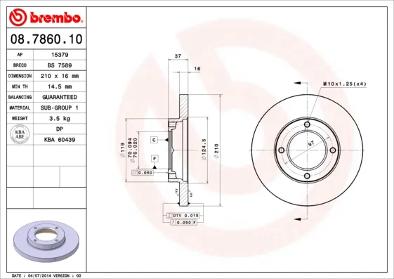 BREMBO 08.7860.10 - 2x disco freno ATP Autoricambi Di Tendenza