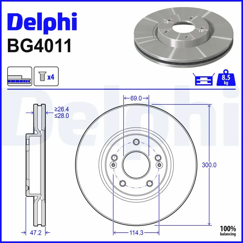 DELPHI BG4011 - Disco freno ATP Autoricambi Subito Disponibile