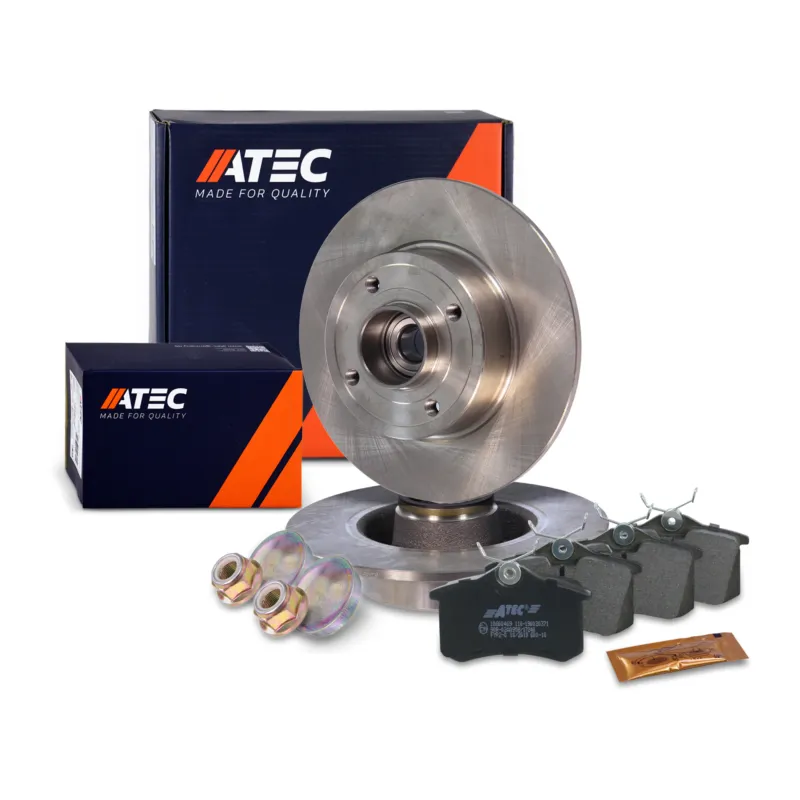 Promozione ATEC 40575760 - Dischi freno+pastiglie+cuscinetti a cremagliera+anello ABS posteriore ATP Autoricambi