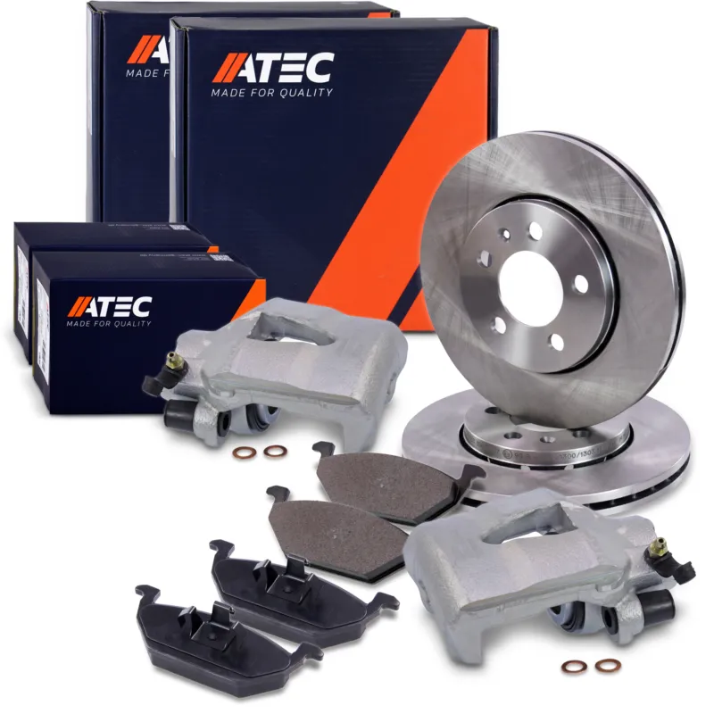 Promo Stagionale ATEC 40579865 - 2x disco freno + pastiglie + pinze freno asse anteriore ATP Autoricambi