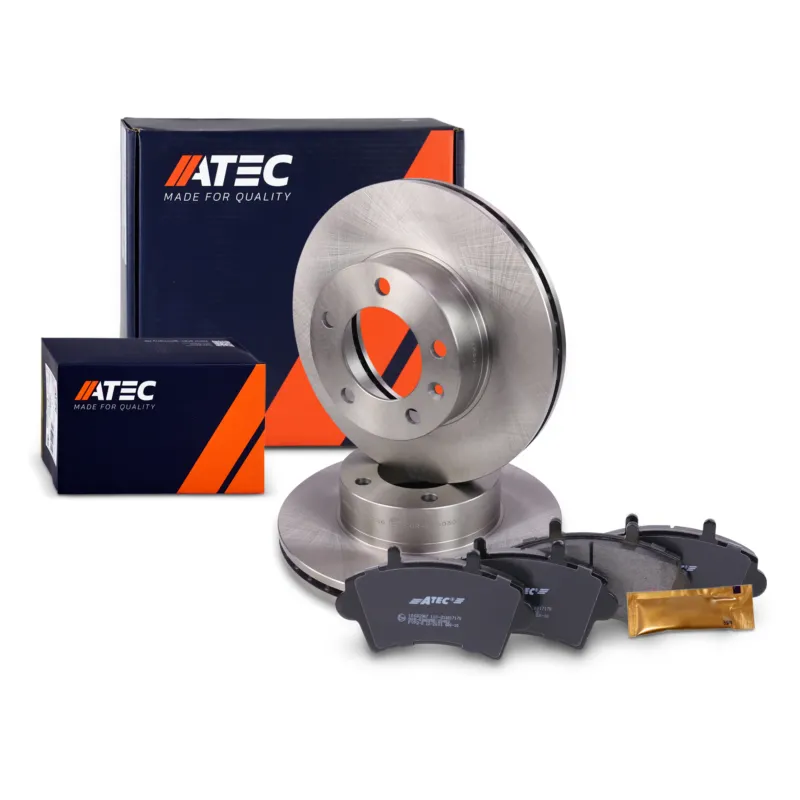 Spedizione Espresso ATEC 40576008 - Dischi freno + pastiglie freno asse anteriore Ventilato ATP Autoricambi