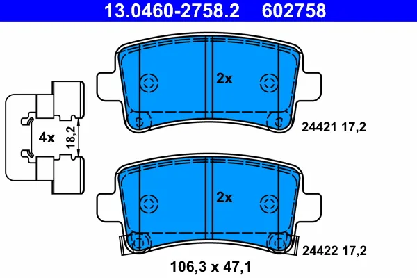 Compra Online ATE 13.0460-2758.2 - Kit pastiglie freno, Freno a disco ATP Autoricambi