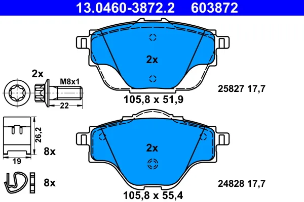 Must-Have ATE 13.0460-3872.2 - Kit pastiglie freno, Freno a disco ATP Autoricambi