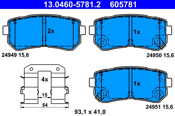 ATE 13.0460-5781.2 - Kit pastiglie freno, Freno a disco ATP Autoricambi Prezzo Conveniente