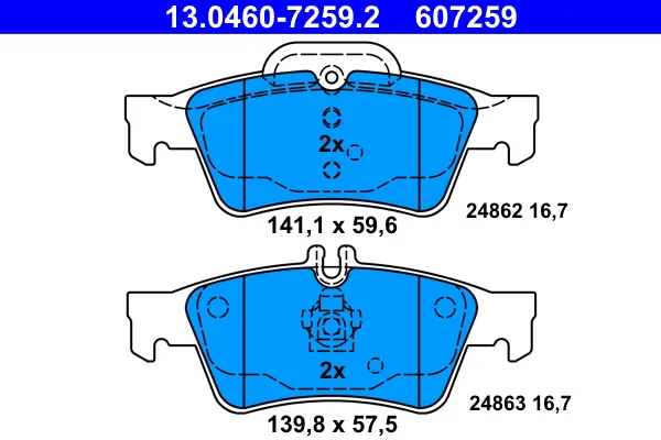 Saldi ATE 13.0460-7259.2 - Kit pastiglie freno, Freno a disco ATP Autoricambi