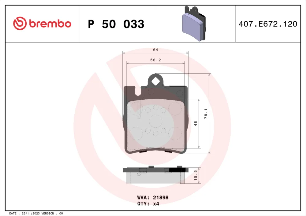 Novità BREMBO P 50 033 - Kit pastiglie freno, Freno a disco ATP Autoricambi