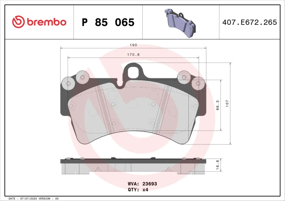 BREMBO P 85 065 - Set di pastiglie freno anteriori ATP Autoricambi Super Prezzo