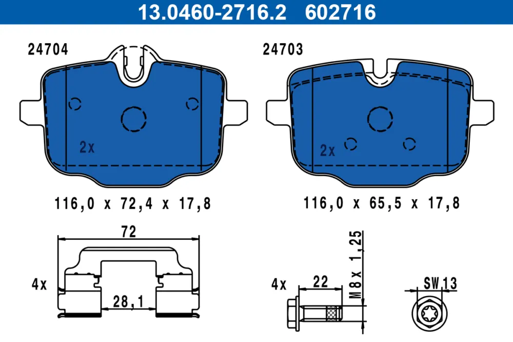 Promozione ATE 13.0460-2716.2 - Kit pastiglie freno, Freno a disco ATP Autoricambi