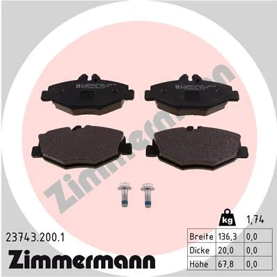 ZIMMERMANN 23743.200.1 - Kit pastiglie freno, Freno a disco ATP Autoricambi Soddisfatti O Rimborsati