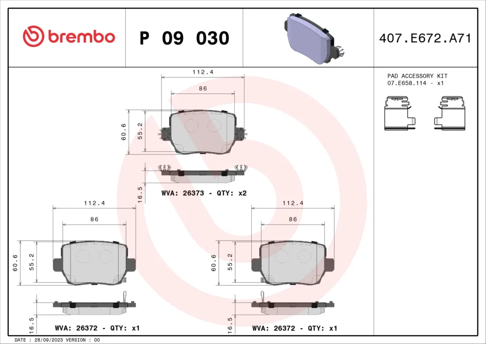 Promo Stagionale BREMBO P 09 030 - Kit pastiglie freno, Freno a disco ATP Autoricambi