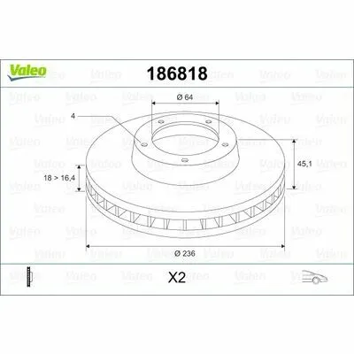 VALEO 186818 Disco Freno Sconto