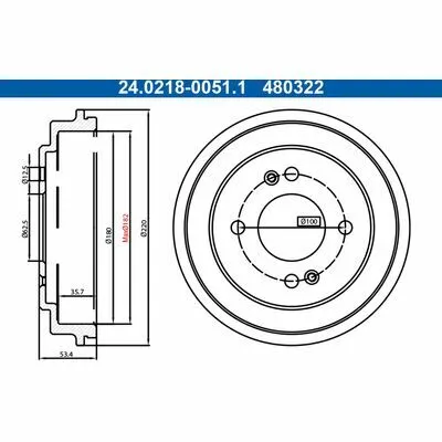 Professionale ATE 24.0218-0051.1 Tamburo Freno