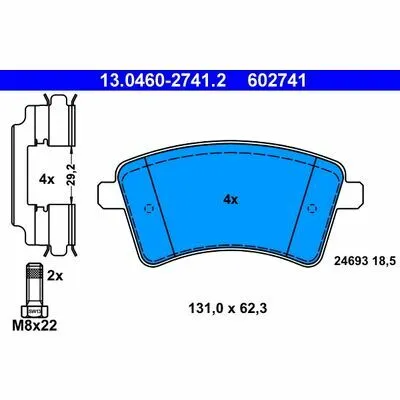 ATE 13.0460-2741.2 Kit Pastiglie Freno, Freno a Disco Scelto Dai Clienti