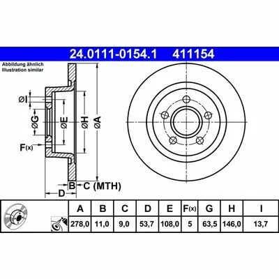 Compra Adesso ATE 24.0111-0154.1 Disco Freno