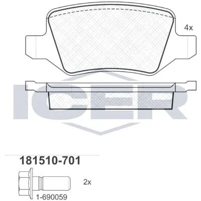 ICER 181510-701 Kit Pastiglie Freno, Freno a Disco Affare