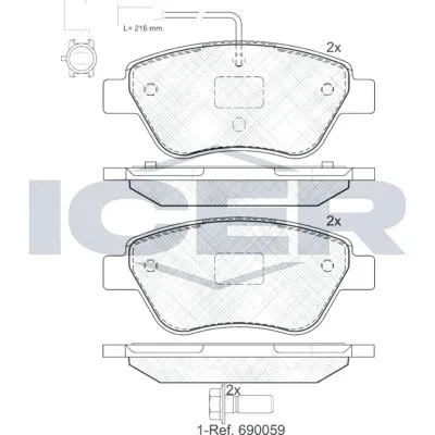 Esclusivo ICER 181444-203 Kit Pastiglie Freno, Freno a Disco