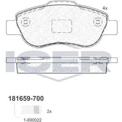 ICER 181659-700 Kit Pastiglie Freno, Freno a Disco Economico