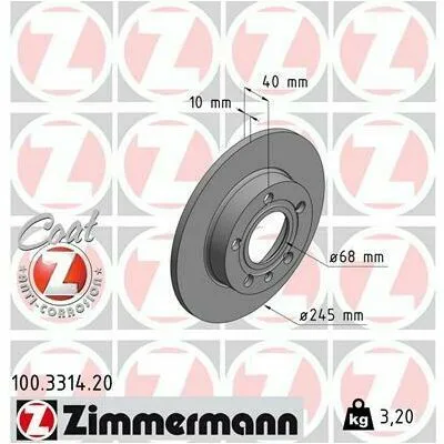ZIMMERMANN COAT Z 100.3314.20 Disco Freno Ultimissimo Modello