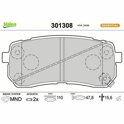 VALEO ESSENTIAL 301308 Kit Pastiglie Freno, Freno a Disco Non Perdere