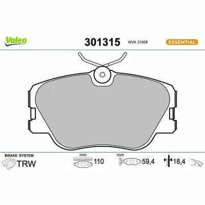 VALEO ESSENTIAL 301315 Kit Pastiglie Freno, Freno a Disco Offerta Speciale