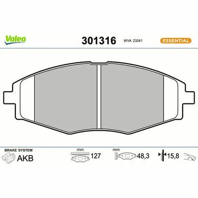 VALEO ESSENTIAL 301316 Kit Pastiglie Freno, Freno a Disco Prezzo Ridotto