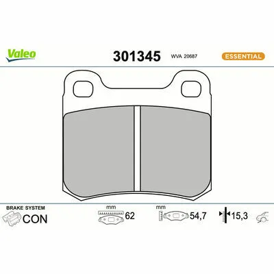 VALEO ESSENTIAL 301345 Kit Pastiglie Freno, Freno a Disco Miglior Prezzo