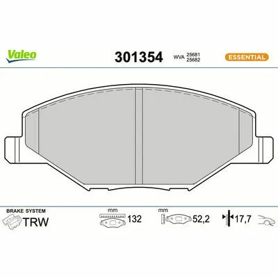 VALEO ESSENTIAL 301354 Kit Pastiglie Freno, Freno a Disco Soddisfatti O Rimborsati