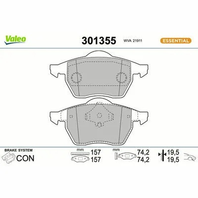 Bestseller VALEO ESSENTIAL 301355 Kit Pastiglie Freno, Freno a Disco