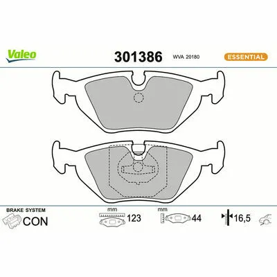 Promozione Esclusiva VALEO ESSENTIAL 301386 Kit Pastiglie Freno, Freno a Disco