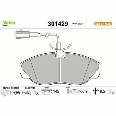 VALEO ESSENTIAL 301429 Kit Pastiglie Freno, Freno a Disco Spedizione Espresso