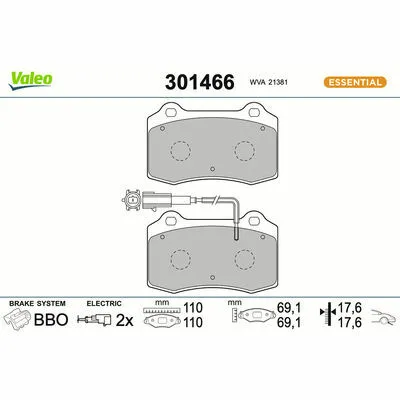 VALEO ESSENTIAL 301466 Kit Pastiglie Freno, Freno a Disco Bestseller