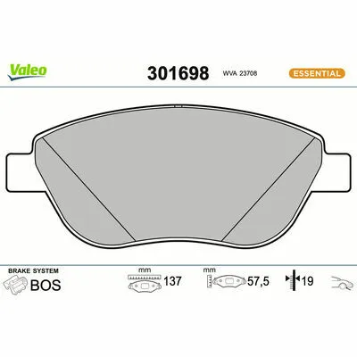 A Buon Prezzo VALEO ESSENTIAL 301698 Kit Pastiglie Freno, Freno a Disco
