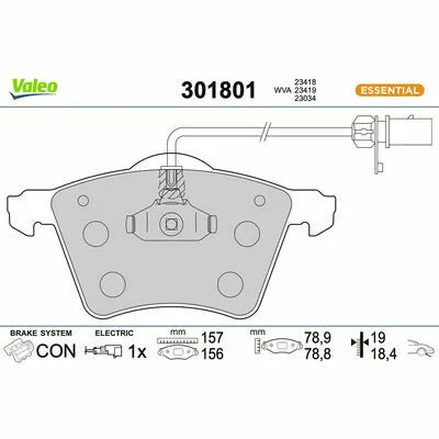 A Buon Prezzo VALEO ESSENTIAL 301801 Kit Pastiglie Freno, Freno a Disco