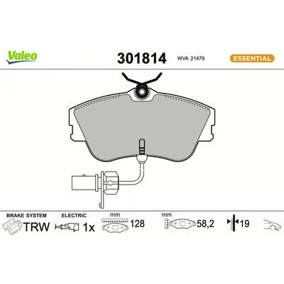 Prezzo Di Fabbrica VALEO ESSENTIAL 301814 Kit Pastiglie Freno, Freno a Disco