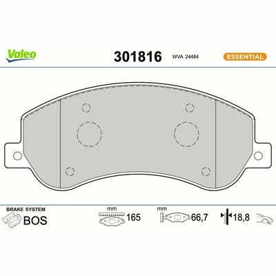 Prezzo Conveniente VALEO ESSENTIAL 301816 Kit Pastiglie Freno, Freno a Disco