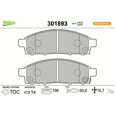 Subito Disponibile VALEO ESSENTIAL 301893 Kit Pastiglie Freno, Freno a Disco