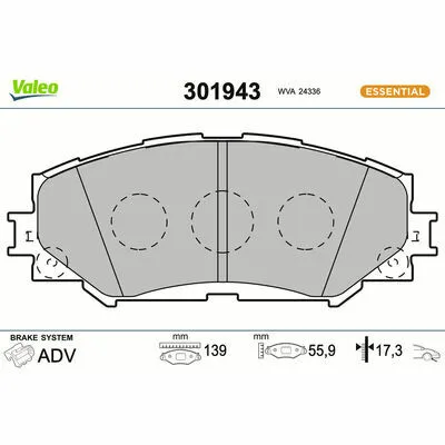 VALEO ESSENTIAL 301943 Kit Pastiglie Freno, Freno a Disco Promo Stagionale