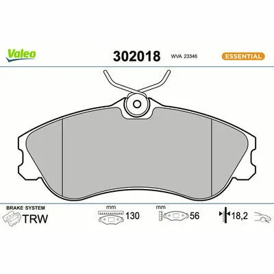Economico VALEO ESSENTIAL 302018 Kit Pastiglie Freno, Freno a Disco