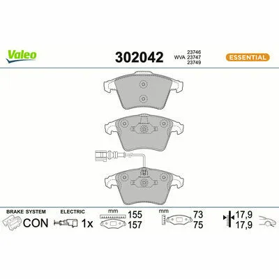 VALEO ESSENTIAL 302042 Kit Pastiglie Freno, Freno a Disco Nuovo Arrivo