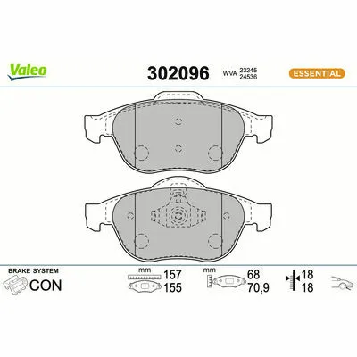 Acquista Ora VALEO ESSENTIAL 302096 Kit Pastiglie Freno, Freno a Disco