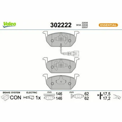 A Buon Prezzo VALEO ESSENTIAL 302222 Kit Pastiglie Freno, Freno a Disco
