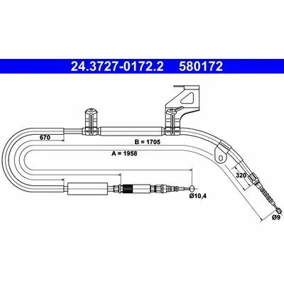 ATE 24.3727-0172.2 Cavo Comando, Freno Stazionamento Promozione Esclusiva
