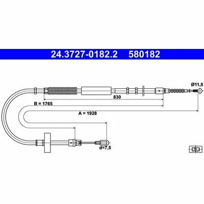 Prezzo Basso ATE 24.3727-0182.2 Cavo Comando, Freno Stazionamento