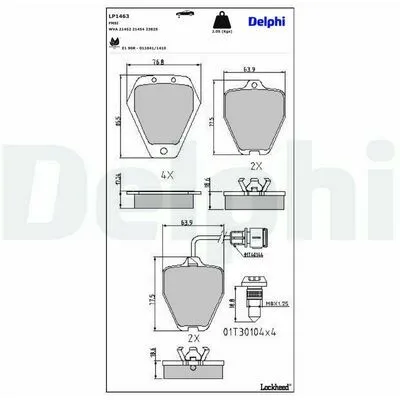 DELPHI LP1463 Kit Pastiglie Freno, Freno a Disco Affare