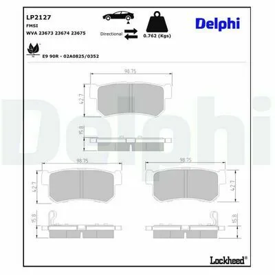 DELPHI LP2127 Kit Pastiglie Freno, Freno a Disco Prezzo Di Fabbrica