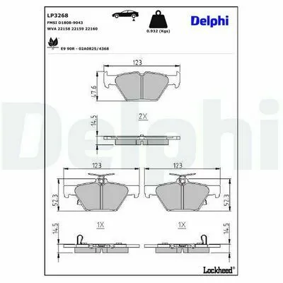 DELPHI LP3268 Kit Pastiglie Freno, Freno a Disco Super Prezzo