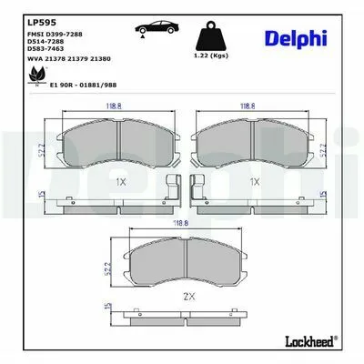 Direttamente Dal Produttore DELPHI LP595 Kit Pastiglie Freno, Freno a Disco