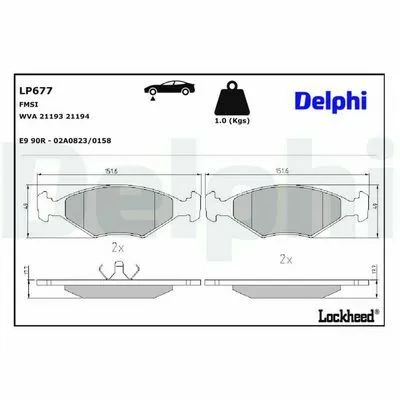 Saldi DELPHI LP677 Kit Pastiglie Freno, Freno a Disco