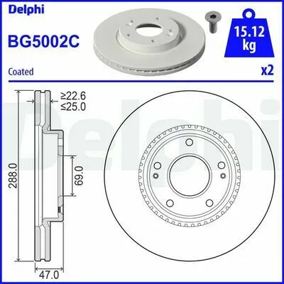 Nuova Collezione DELPHI BG5002C Disco Freno